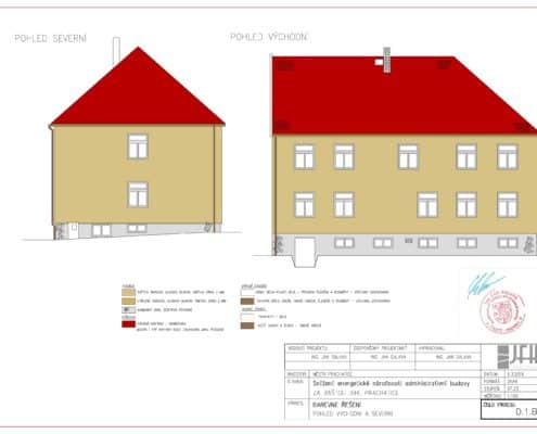 Barevné řešení fasády - východní a severní pohled